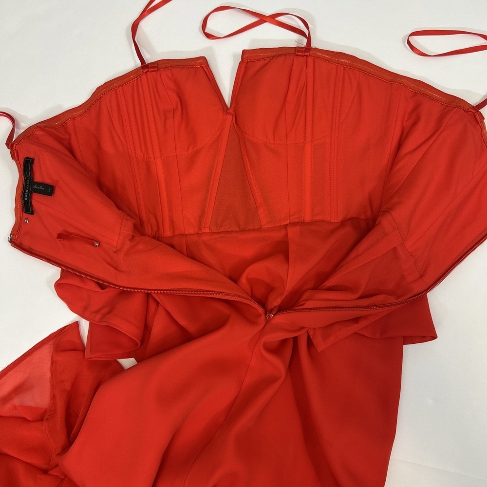BCBG MAXAZRIA RED PEPLUM MAXI DRESS / TRUMPET GOWN SIZE 02 - Picture 11 of 11